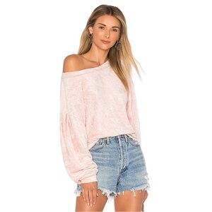 We The Free Milan Crushed Velvet Pink Layering Blouse Size Medium